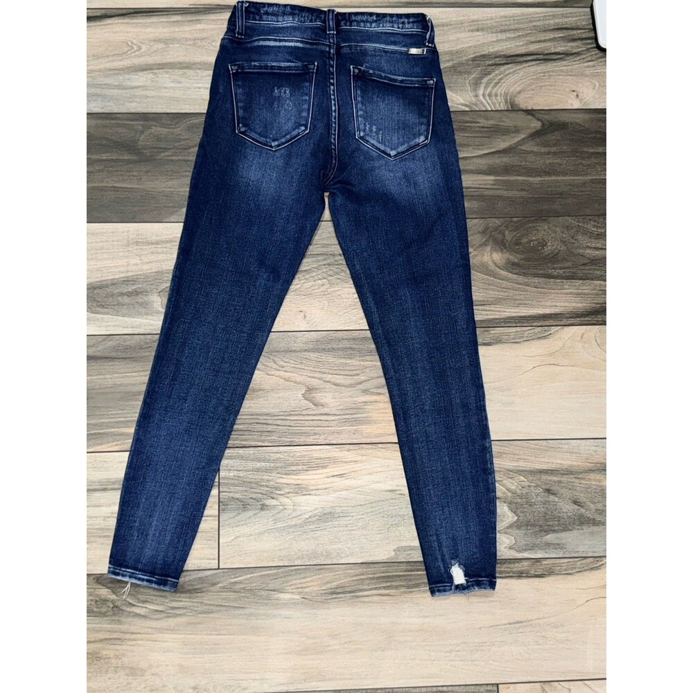 Kancan Women’s 5/26 Skinny Distressed Jeans Button Up Dark Blue - Picture 8 of 9